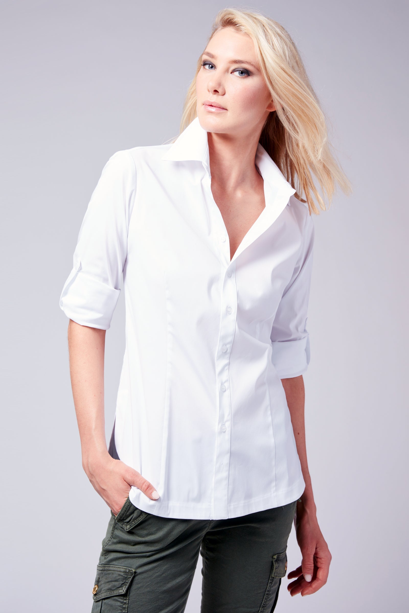 Joey Tailored White Poplin Shirt for Men - Slim Fit Dress Shirt with Button Down Collar - Perfect for Business, Office, and Formal Occasions