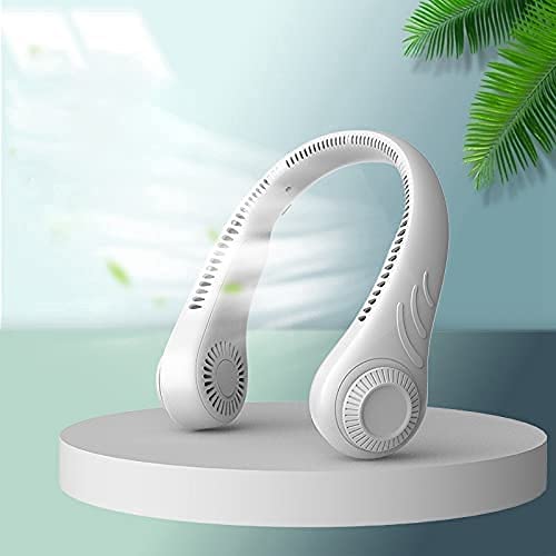 JYYBN Portable Leafless Hanging Neck Fan - 360° Cooling Fan with 78 Air Outlets, USB Rechargeable 4000mAh Battery, Hands-Free Personal Fan for Outdoor, Sports, Travel, Office & Home Use (White)