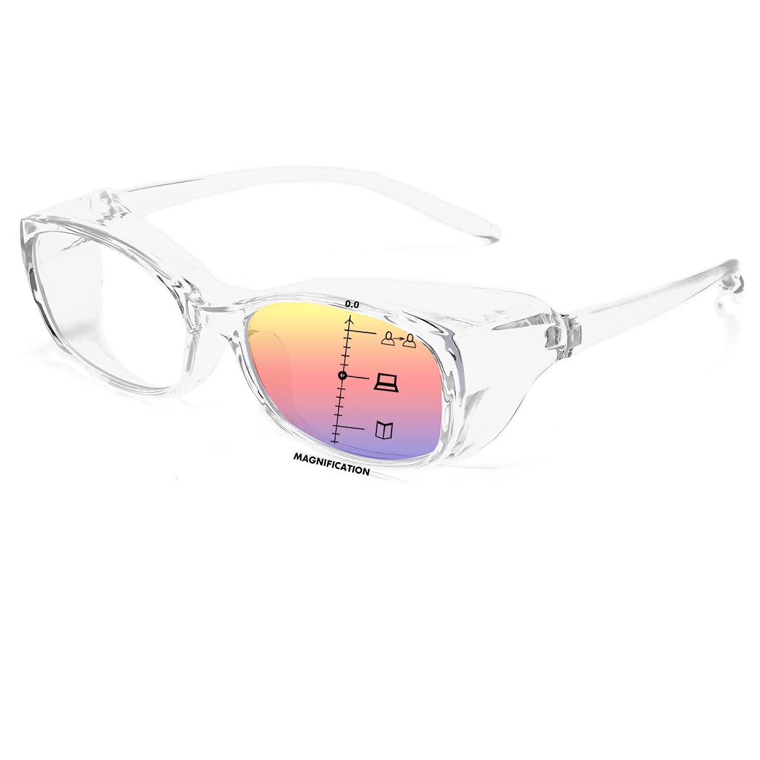 Dollger Safety Reading Glasses with 1.0/1.5/2.0 Magnification - Anti-Fog, Blue Light Blocking & Progressive Multifocal Lenses for Computer Work, DIY Projects & Eye Protection