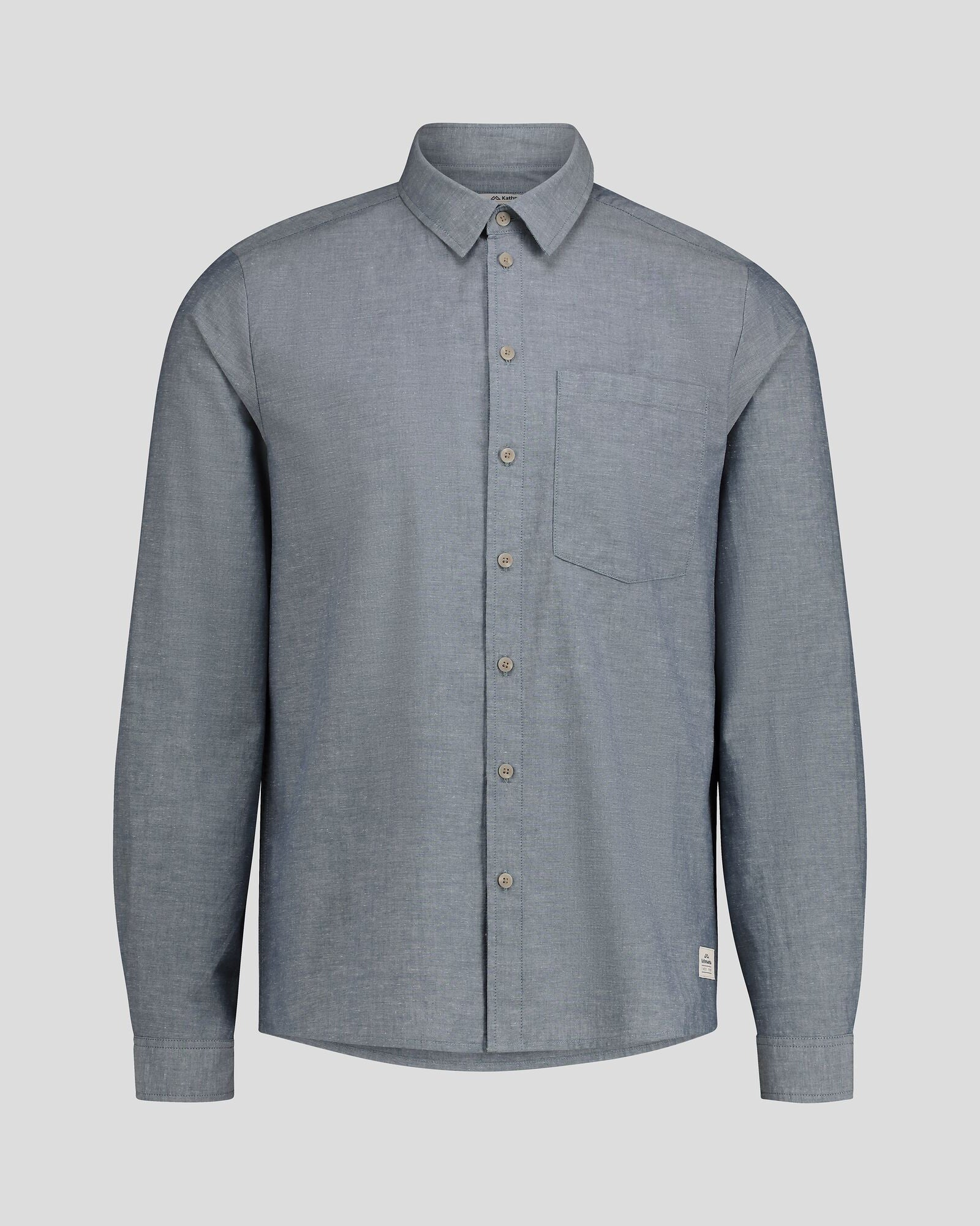 Men's Flaxton LT Long Sleeve Chambray Blue Shirt - Comfortable Casual Wear for Office & Outdoor Activities