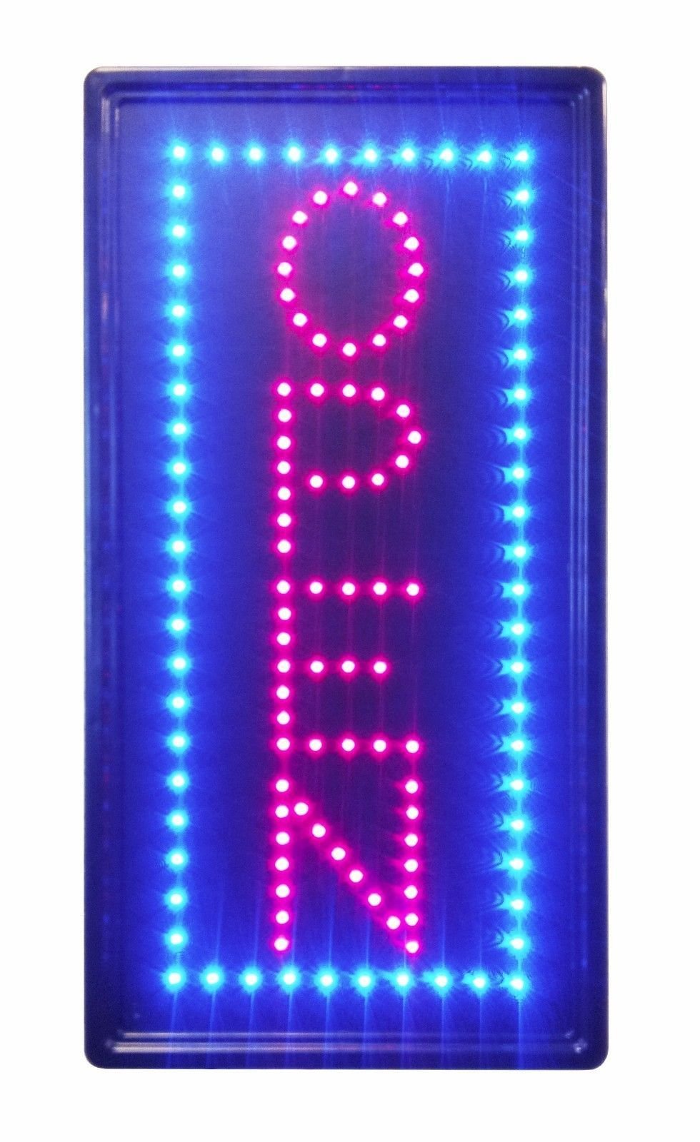 10 x 19 Inch LED Open Sign with Animated Motion - Bright Vertical Business Neon Light with On/Off Switch - Perfect for Storefronts, Restaurants & Retail Shops