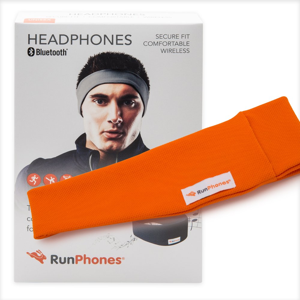 AcousticSheep RunPhones Wireless Bluetooth Headphones - Best for Running, Workout & Exercise | Sweatproof Flat Speakers with 10-Hour Rechargeable Battery | Comfortable Over-Ear Design (Orange, Size M) | Perfect for Jogging, Gym Training & Outdoor Activities
