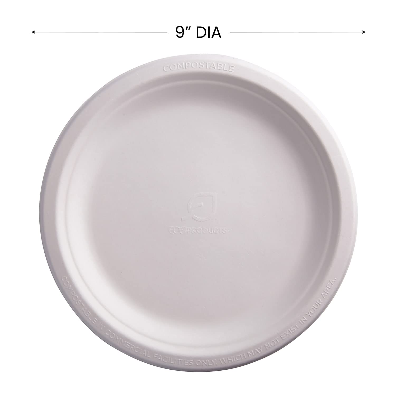 Eco-Products EPP013 9-Inch Compostable Sugarcane Plates - 500 Count, Biodegradable & Eco-Friendly Dinnerware for Parties, Picnics & Events