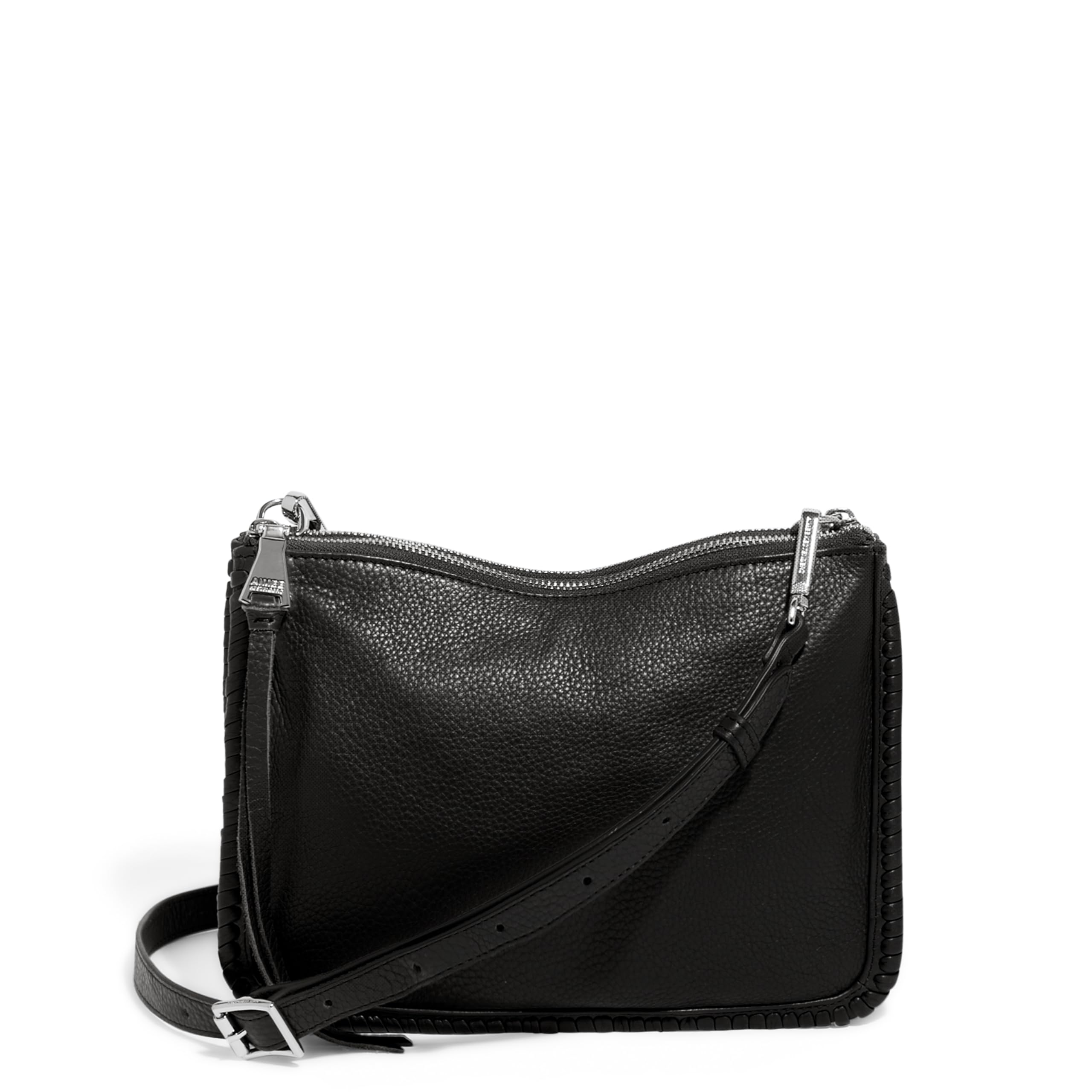 Stylish Women's Double Top Zip Crossbody Bag - Small Genuine Leather Purse with Adjustable Strap - Perfect for Work, Travel & Everyday Use