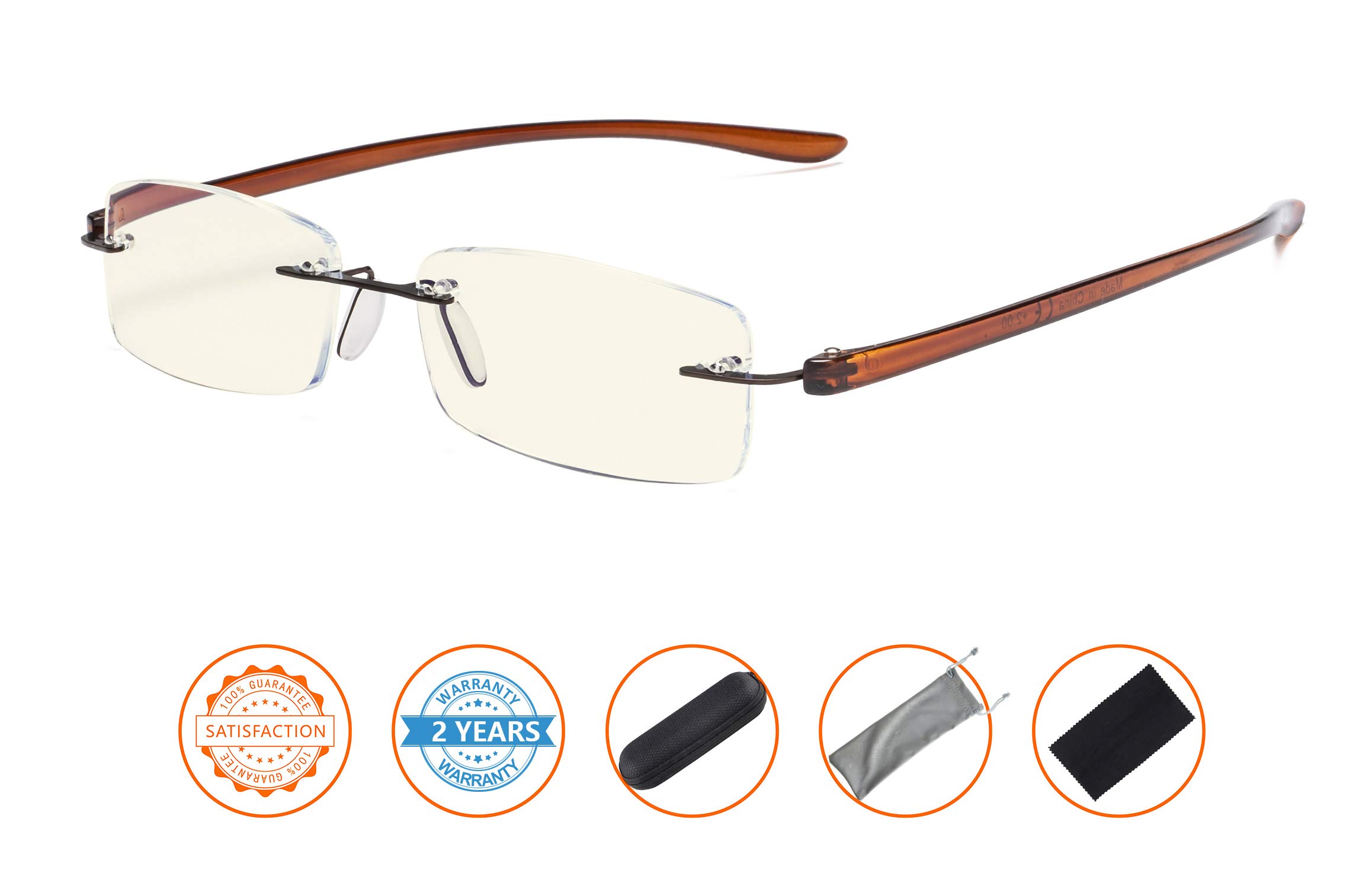 CessBlu Blue Light Blocking Glasses for Men & Women - Anti Glare, UV Protection, Rimless Computer Reading Glasses for Office Work & Screen Time