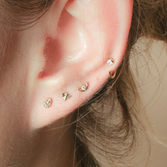 14k Yellow Gold Cubic Zirconia Ear Cuff - Elegant Cartilage Hoop Earrings for Women - Perfect for Parties, Weddings & Everyday Wear