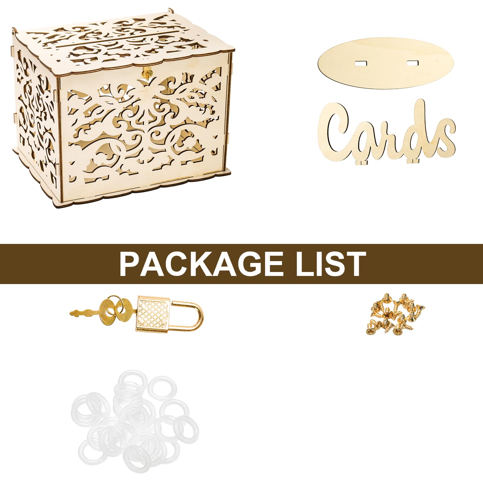 ZENFUN Rustic Wooden Wedding Card Box with Lock & Sign - Large Hollow Keepsake Box for Wedding Reception, Baby Shower, Birthday & Anniversary Parties - Perfect for Gift Cards, Money & Wishes Collection