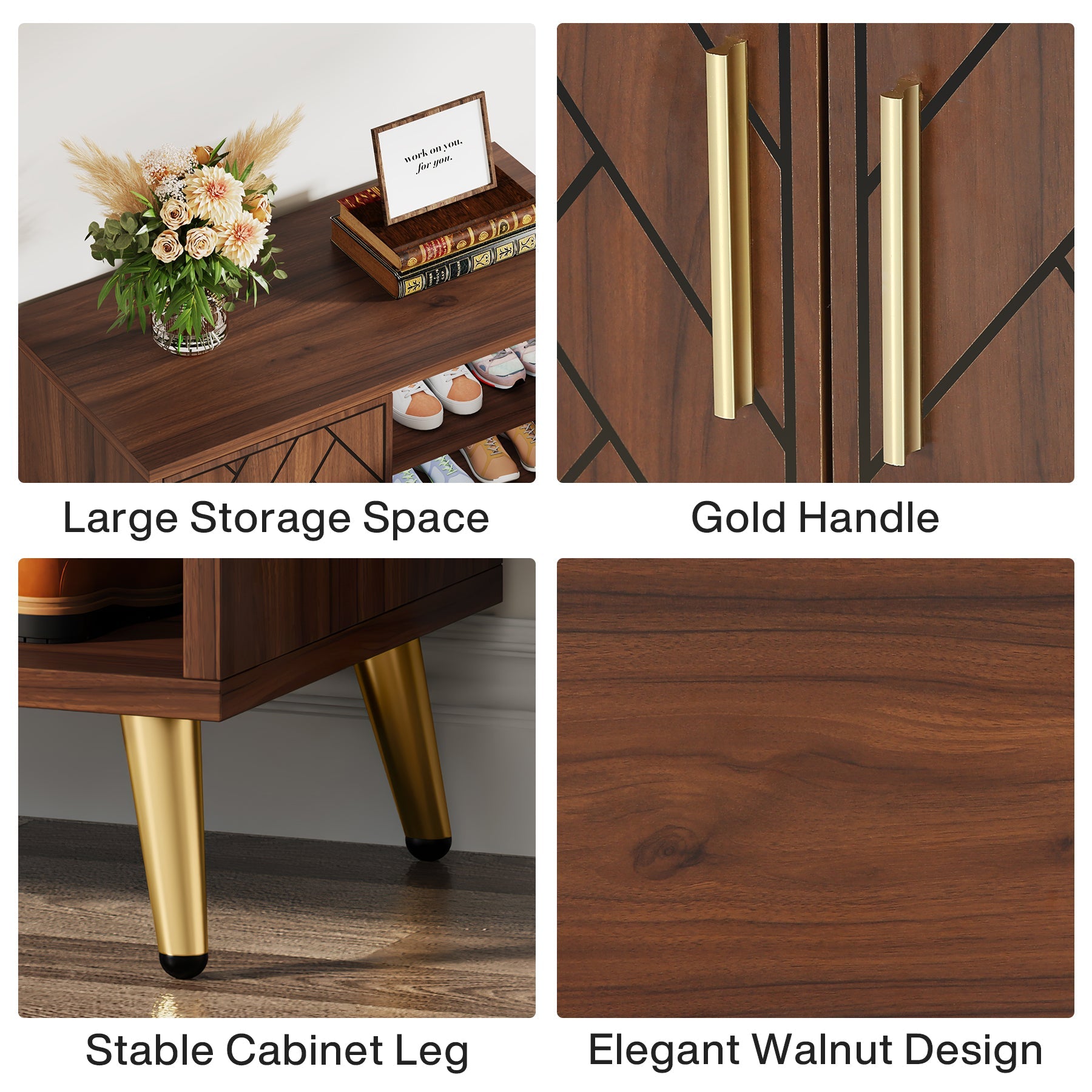 6-Tier Wooden Shoe Cabinet with Adjustable Shelves - Space Saving Shoe Storage Organizer for Entryway, Closet & Bedroom