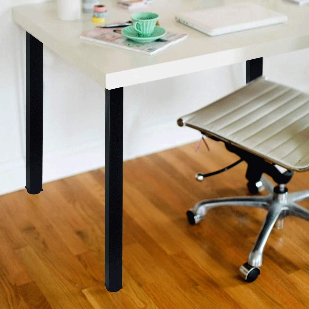 QLLY 28 Inch Adjustable Metal Table Legs - Heavy Duty Square Furniture Legs for Office Desk, Dining Table, Workbench - Set of 4 Black - Perfect for Modern Home & Office Furniture Upgrade