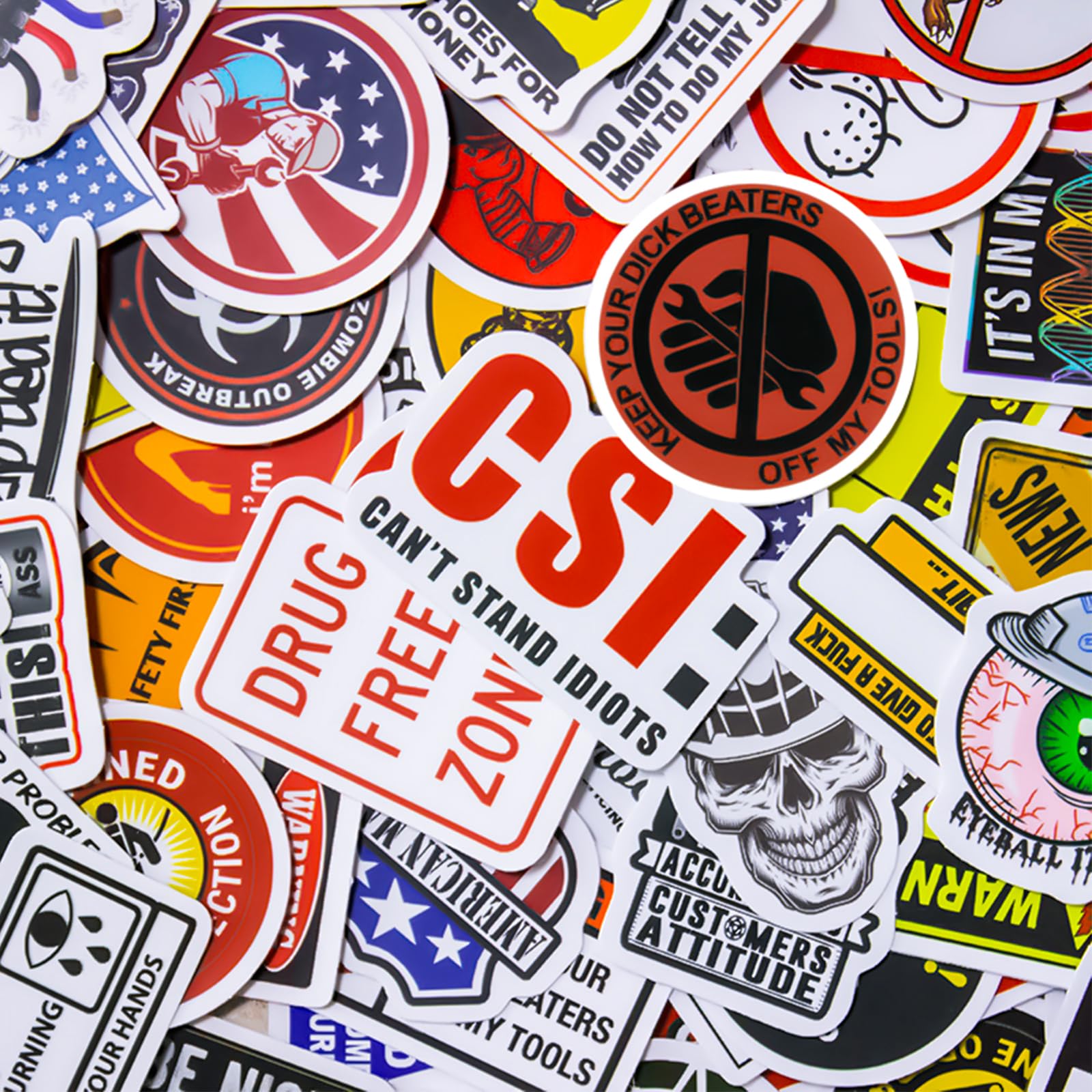 200 Pcs Hard Hat Stickers for Tool Box & Helmet - Vinyl, Waterproof Funny Stickers for Adults - Blue Collar Decals for Mechanics, Electricians, Union Workers, Oilfield, Military, Construction & Welders - Perfect for Personalizing Helmets, Toolboxes & Worksite Gear