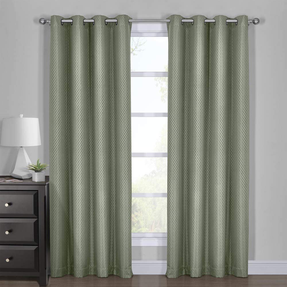 Premium Jacquard Blackout Curtains Set of 2 - 108x108 Inch Luxury Drapes with Elegant Woven Pattern in Aqua Blue | Perfect for Bedroom, Living Room & Home Theater Light Blocking