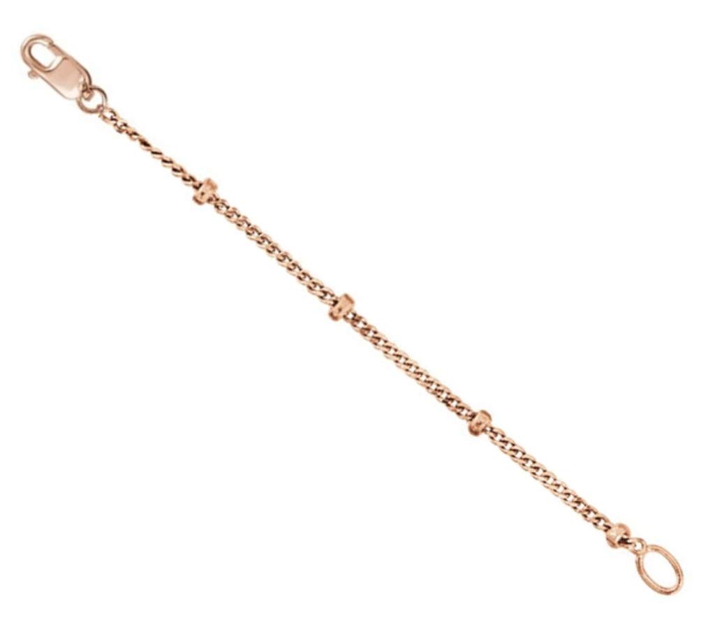 14K Rose Gold Beaded Curb Chain Necklace Extender - 1.00mm Safety Chain for Jewelry Making & Necklace Adjustments | Perfect for Layering, Extending, and Securing Pendants
