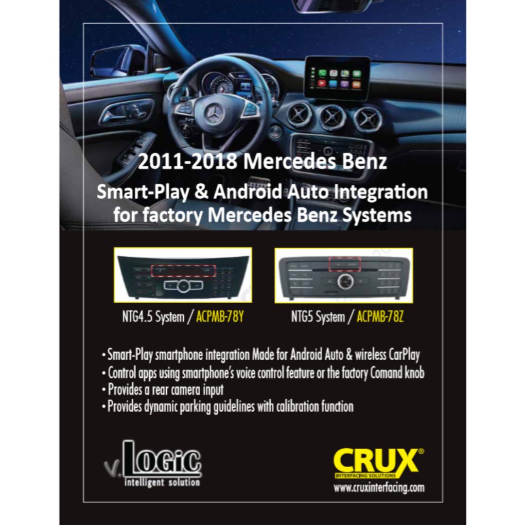 Crux ACPMB 50 Smart Play Smartphone Integration Kit for Mercedes Benz NTG5/5.1 Systems - Seamless CarPlay & Android Auto Connectivity for Enhanced Driving Experience