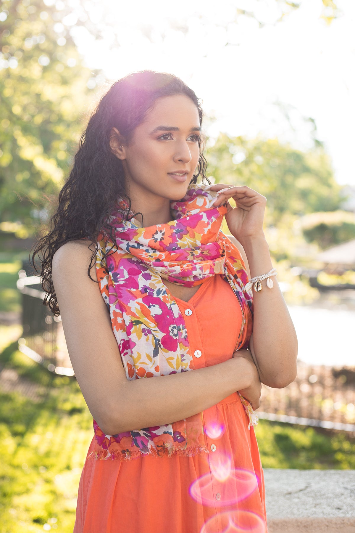 Elegant Floral Garden Scarf Set for Women - Lightweight Fashion Accessory for Spring Outfits, Weddings & Outdoor Events