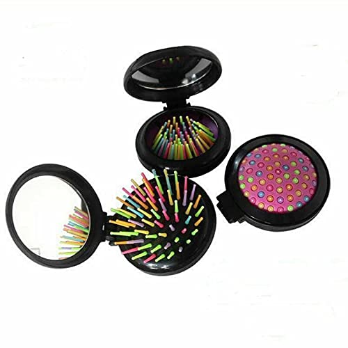3Pc Portable Travel Hair Brush with Mirror - Pocket & Handbag Size for On-the-Go Styling