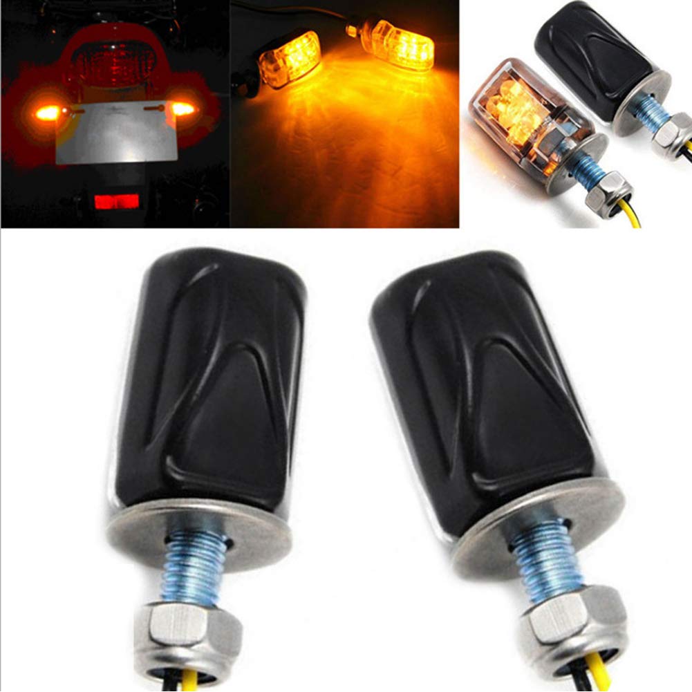 6 LED Amber Motorcycle Turn Signal Lights - Universal Blinker Indicators for Most Bikes - 2 Pack - Running & Brake Light - Perfect for Cruisers, Sport Bikes & Off-Road Motorcycles