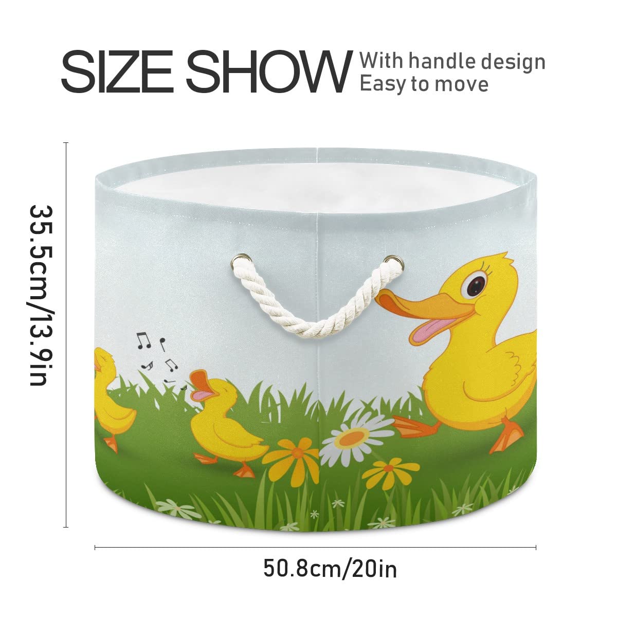 Happy Duck Cartoon Large Collapsible Storage Basket - 20