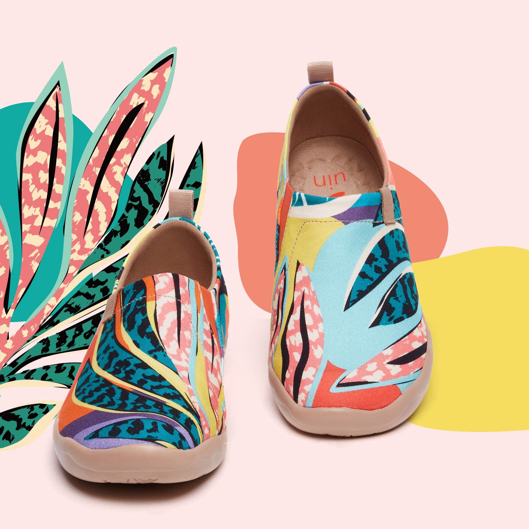 UIN Women's Blossom Slip-On Sneakers - Colorful Floral Art Loafers | Lightweight Comfortable Travel Shoes for Walking, Casual Outfits & Everyday Wear