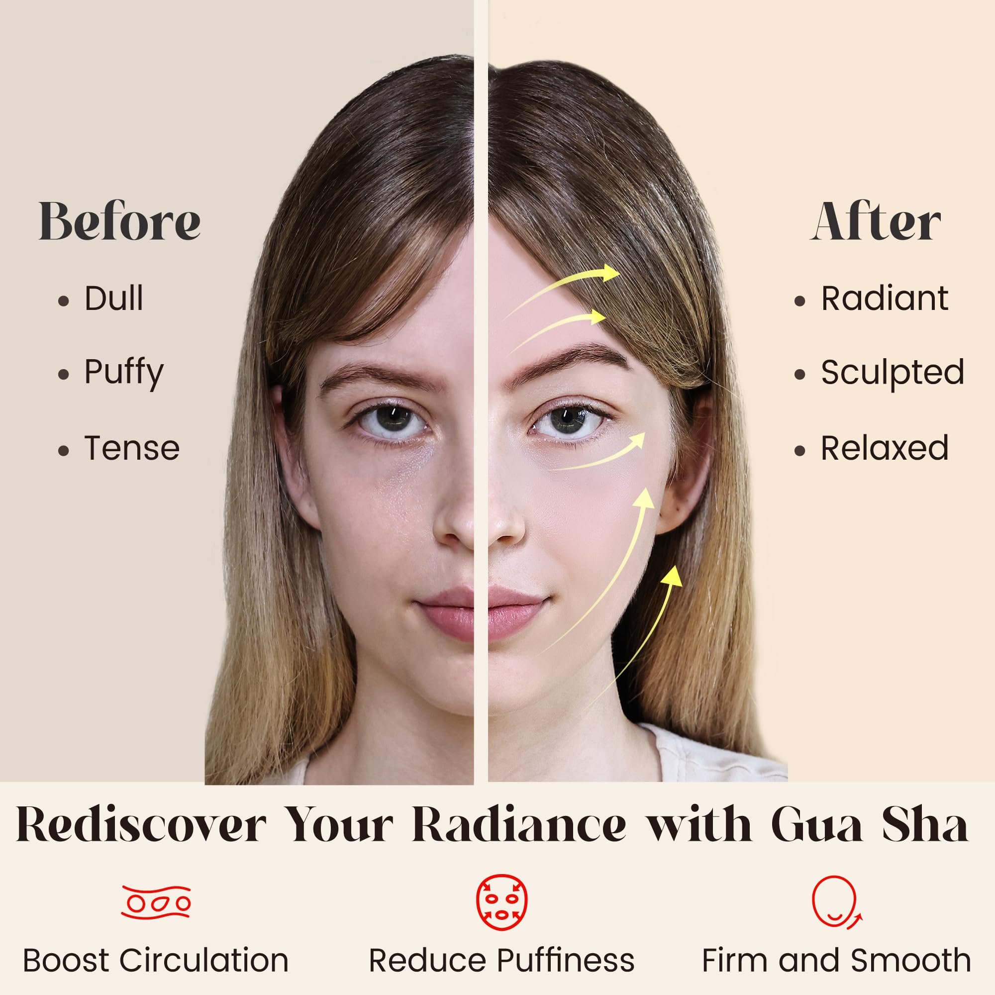 Rose Quartz Gua Sha Facial Tool for Face Massage - Natural Stone Guasha Tool for Jawline Sculpting, Puffiness Reduction & Skin Care | Perfect for Home Spa, Self-Care Routine & Relaxation (Pink)