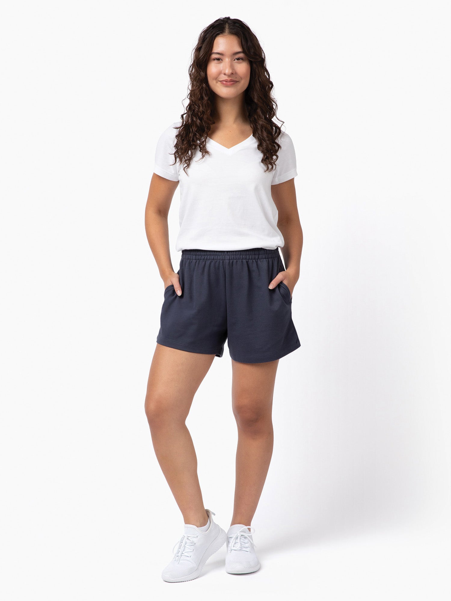 Women's Comfortable Odyssey Blue Terry Lounge Shorts - Soft & Breathable Casual Wear for Home, Yoga, and Relaxation