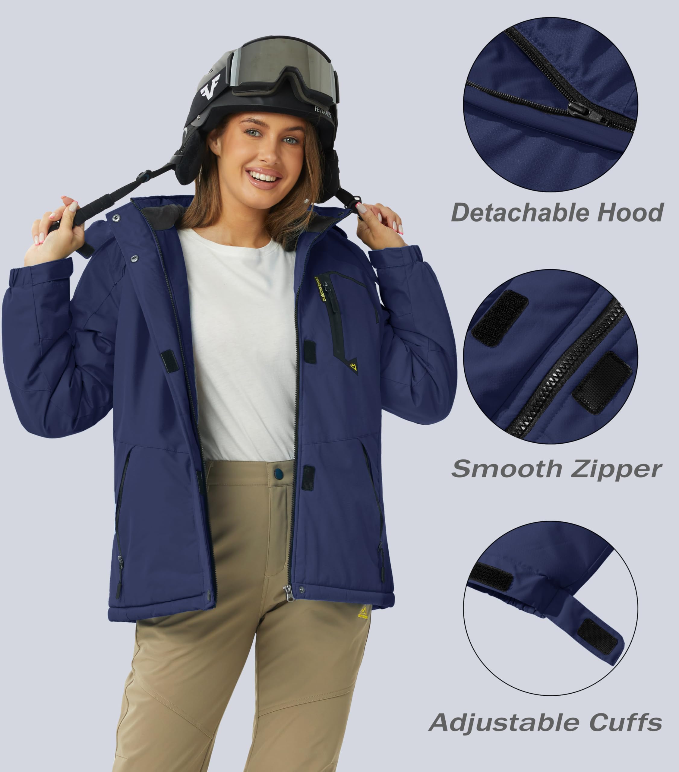 **MAGCOMSEN Women's Waterproof Ski Jacket - Insulated Winter Snow Coat with Hood, Windproof & Fleece Lined for Warmth | Perfect for Skiing, Snowboarding & Outdoor Winter Activities**
