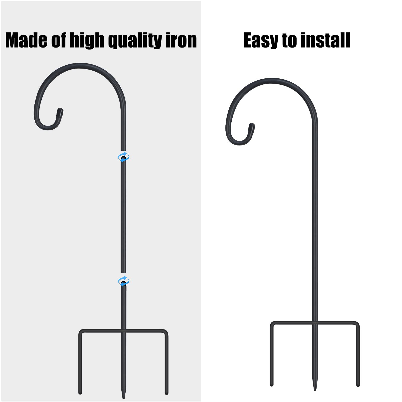 FEED GARDEN 32 Inch Adjustable Shepherd Hooks for Outdoor Decor - 8 Pack Heavy Duty Garden Hooks for Hanging Plants, Bird Feeders, Lanterns, Solar Lights & Mason Jars - Perfect for Patio, Lawn, Wedding & Backyard Decoration