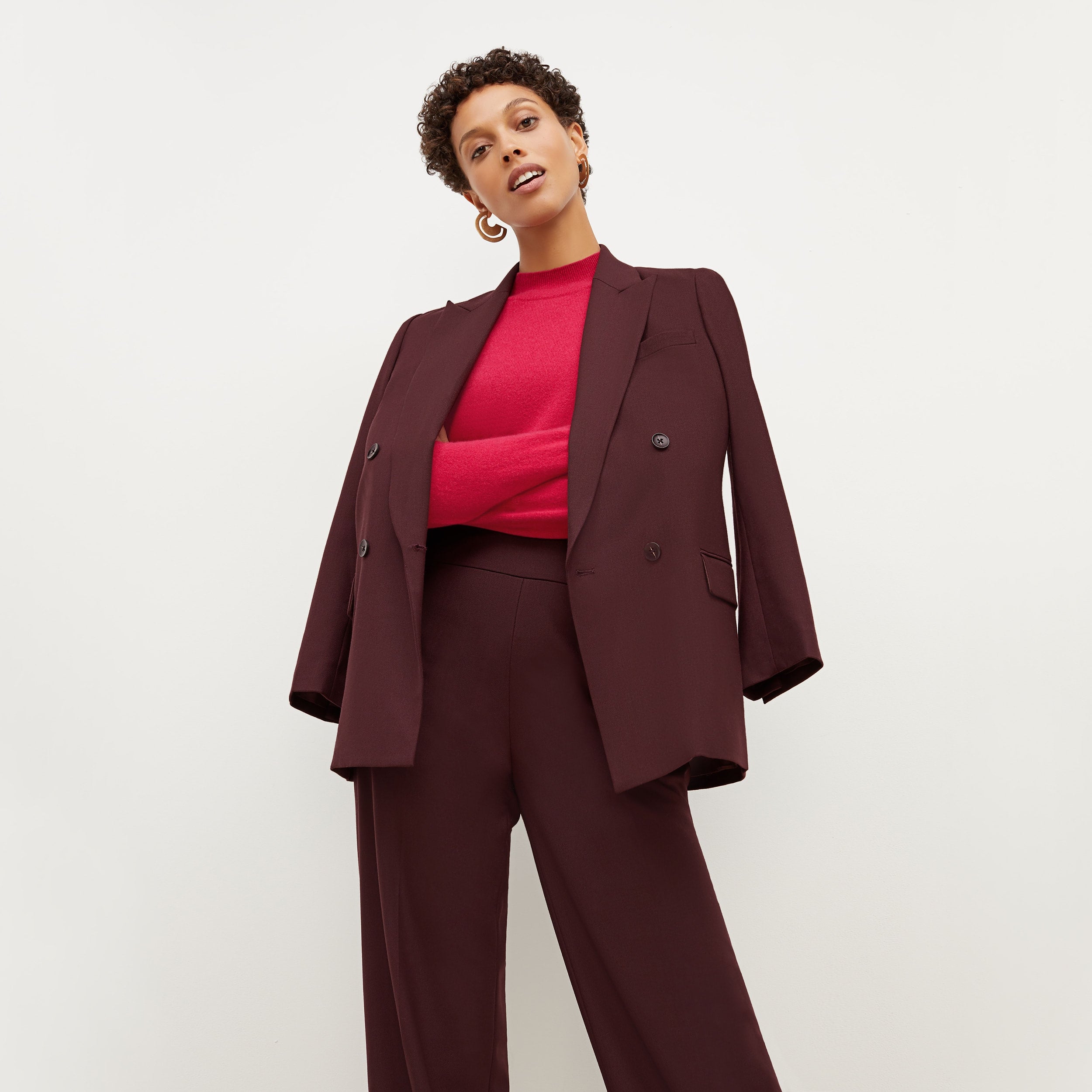 Hadley Pant - Sharkskin Garnet Color Women's Trousers for Office & Business Casual Wear