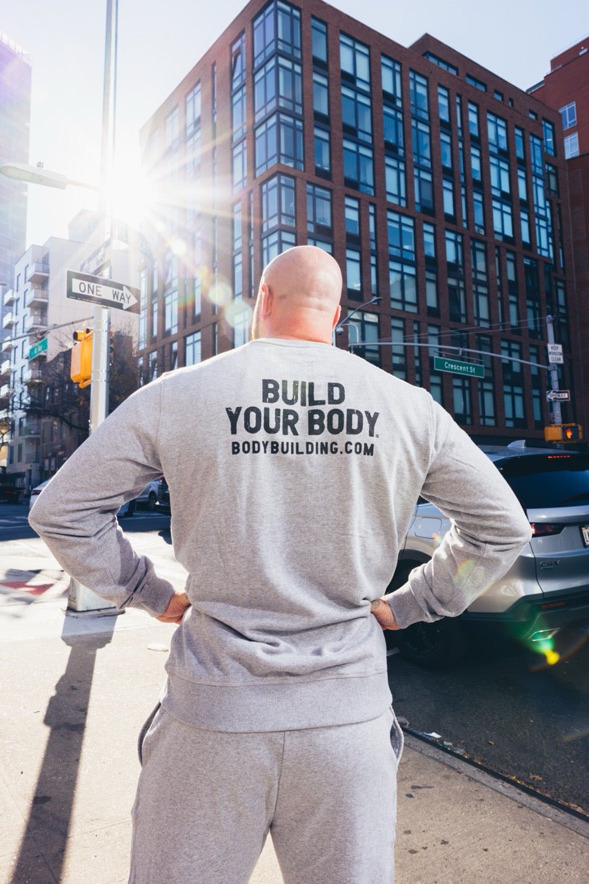 Bodybuilding.com BUILD Crew Sweatshirt - Premium Workout Hoodie for Gym & Training | Comfortable Fitness Apparel for Bodybuilders & Athletes | Ideal for Weightlifting, CrossFit & Casual Wear