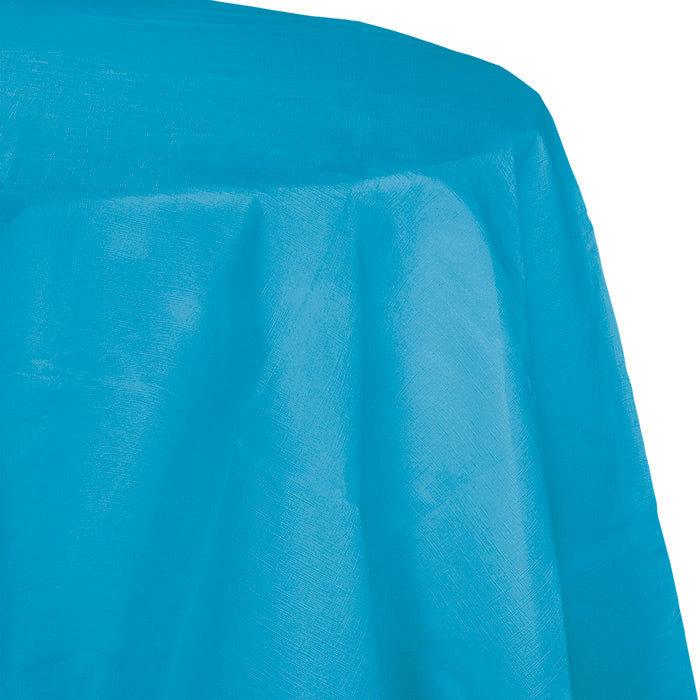 12-Pack Bulk Turquoise Round Paper Table Covers 82 Inch - Perfect for Birthday Parties, Weddings & Events