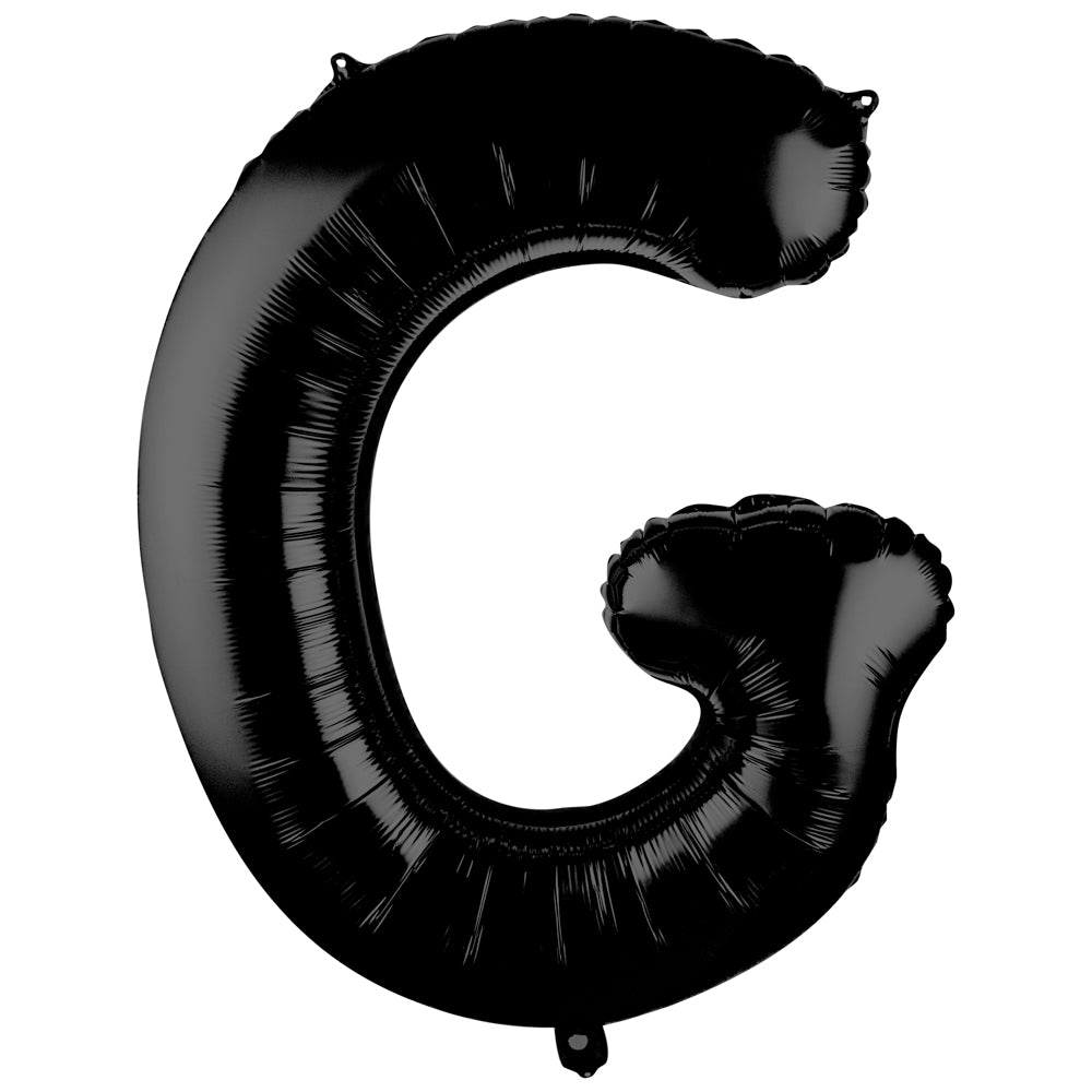 Black Mylar Letter G Balloon - 40 Inch Large Foil Balloon for Birthday Party Decorations, Baby Showers & Graduation Celebrations (1 Count Box)