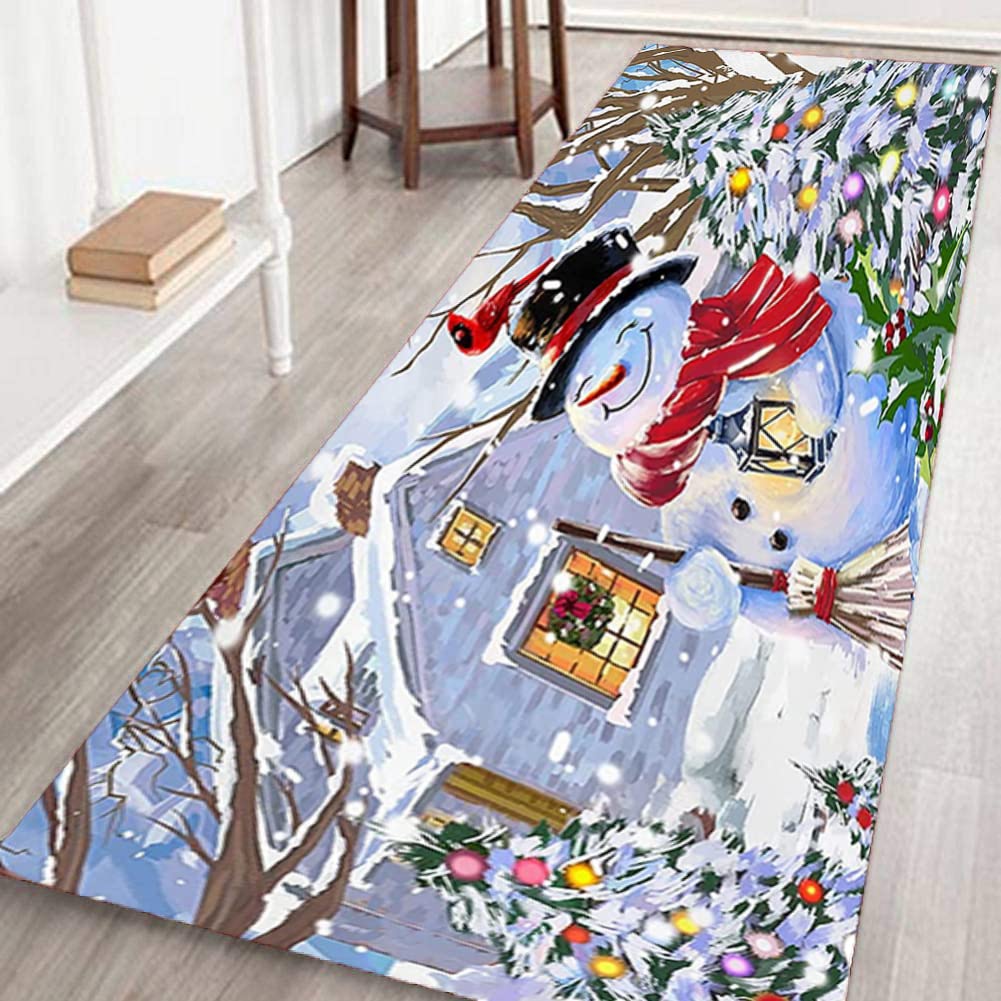 Non-Slip Christmas Santa Area Rug - Holiday Carpet Runner for Hallway, Kitchen & Living Room | Low Pile Indoor/Outdoor Door Mat for Festive Home Decor
