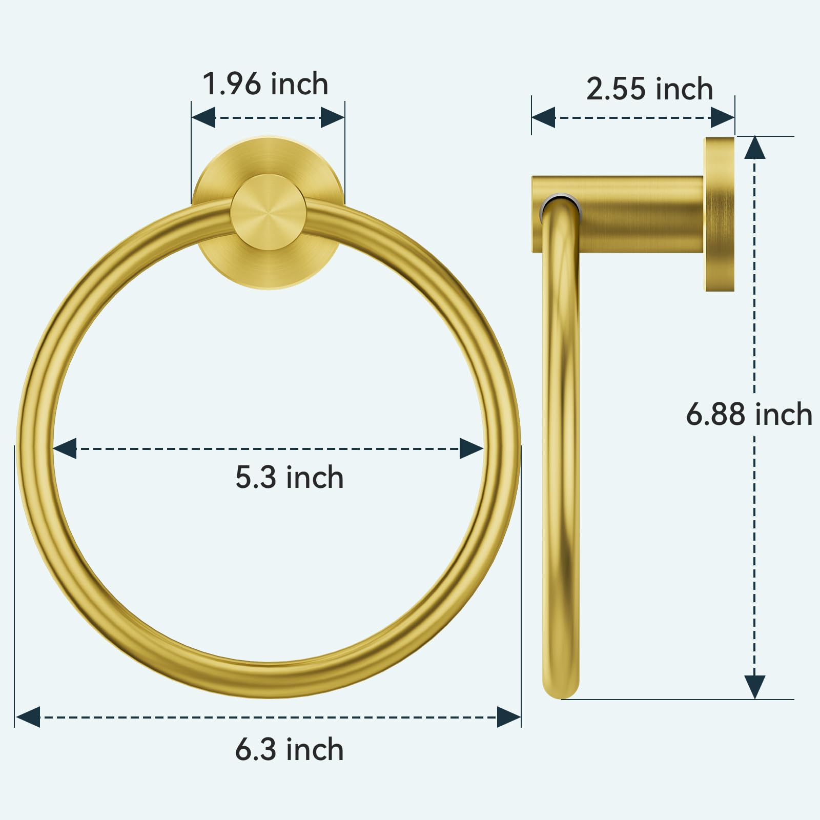 FORIOUS Stainless Steel Towel Ring Holder - Modern Dark Gold Bathroom Towel Rack - Wall Mounted SUS304 Round Towel Hanger for Bath, Kitchen, RV - Perfect for Spa, Guest Bath & Luxury Home Decor