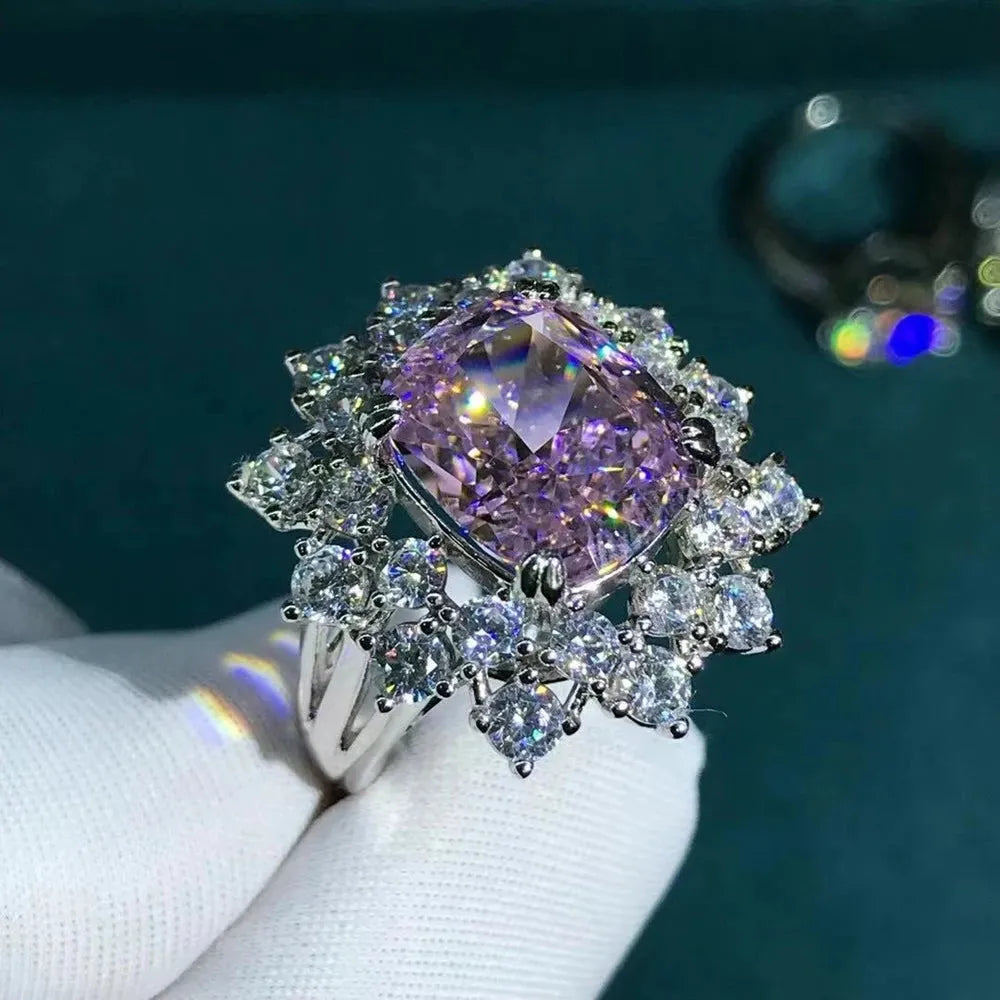 WUIHA 925 Sterling Silver 3EX Cushion Cut 6CT VVS D Color Moissanite Engagement Ring | Custom Wedding Jewelry for Brides & Proposals | Perfect for Anniversaries & Special Occasions