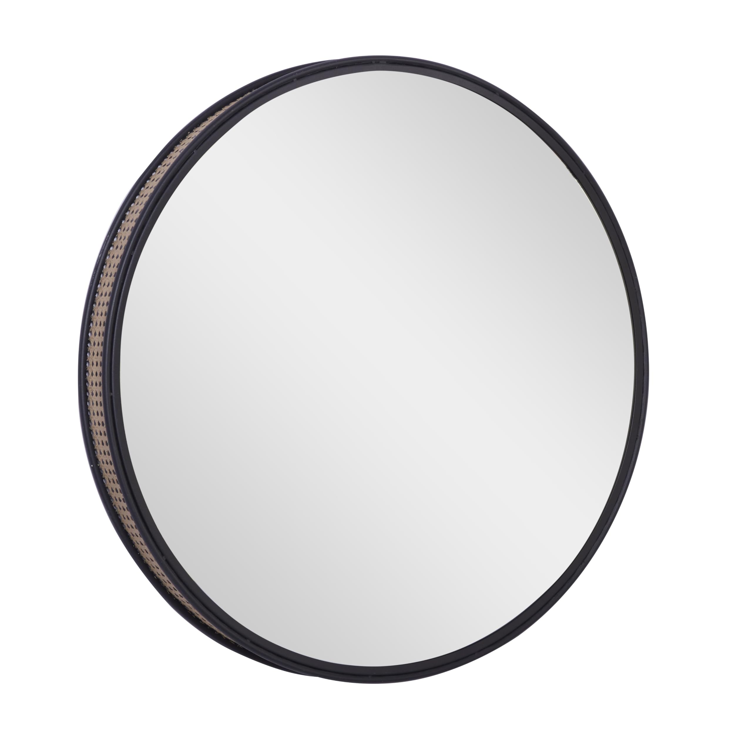 Deco 79 Modern Black Metal Wall Mirror 32x32 Inches - Thin Frame Entryway Mirror for Hallway, Living Room & Bedroom - Durable Wall Mounted Home Decor Mirror for Stylish Interior Design