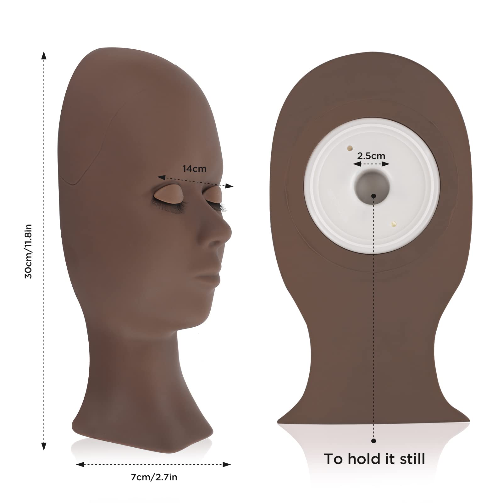LASHVIEW Lash Mannequin Head for Eyelash Extension Practice - 4 Replaceable Eyelids, Soft-Touch Rubber Makeup Training Head (Black) - Perfect for Salon Professionals & Beauty Students