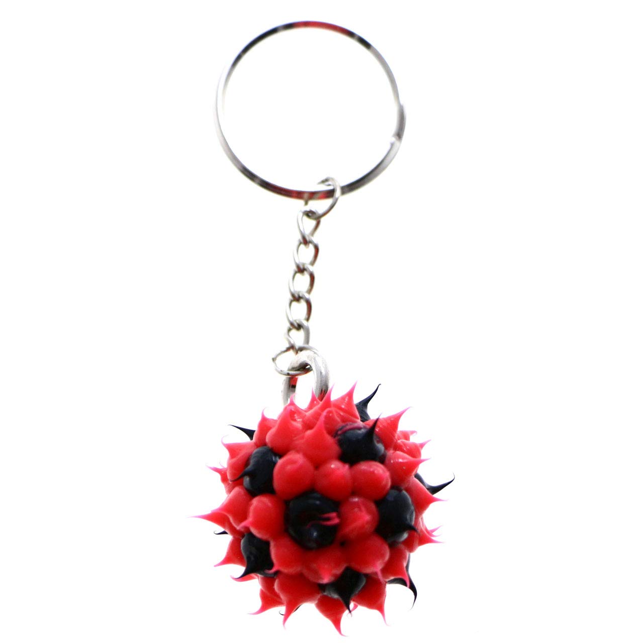 Soft Squishy Spike Ball Keychain - Split Ring Attachment, Red & Black - Perfect for Backpacks, Keychains, and Stress Relief Toys