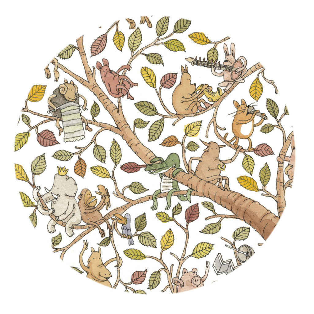Atelier Choux Organic Cotton Fitted Crib Sheet - Friends & Family Tree Design for Baby Nursery & Gift