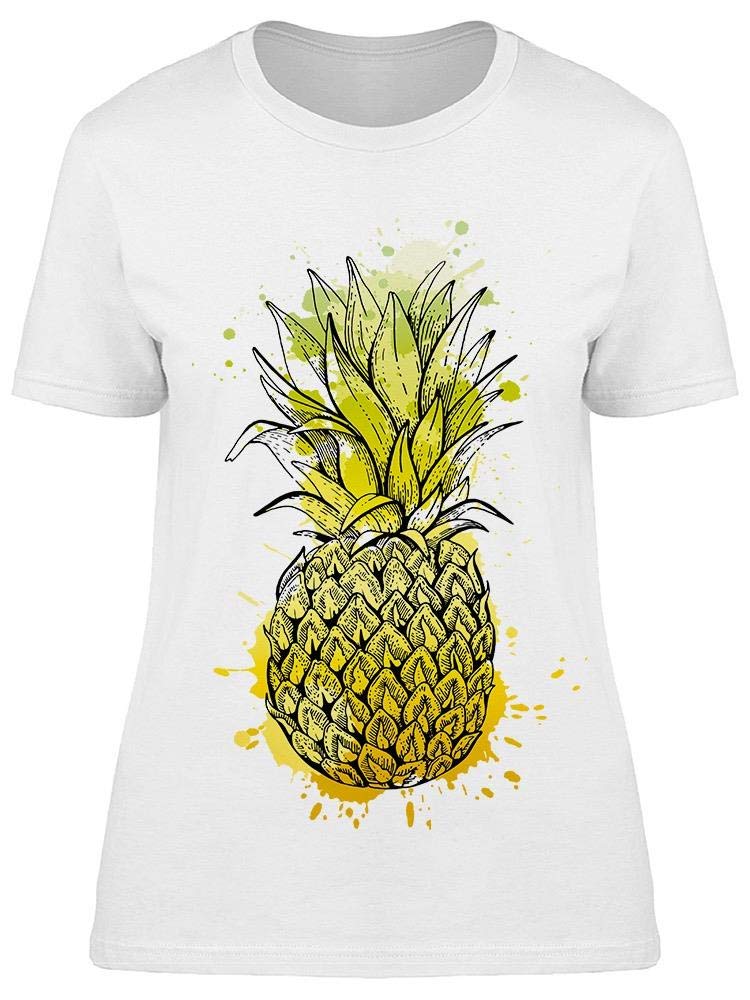 Smartprints Realistic Pineapple Fruit T-Shirt for Women - Soft Cotton Casual Summer Top for Beach Vacation & Tropical Outfits