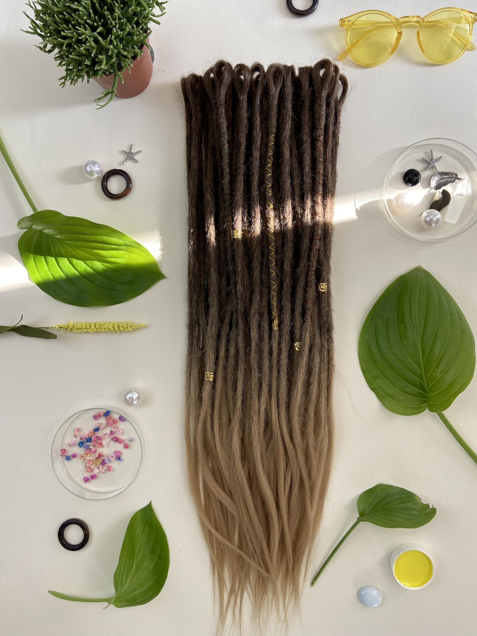 Ombre Beige Crochet Dreadlocks Extensions - 20 Inch Single Ended Dreads - Ready to Ship - Natural Wheat Hair Color - Perfect for Boho Hairstyles & Festival Looks