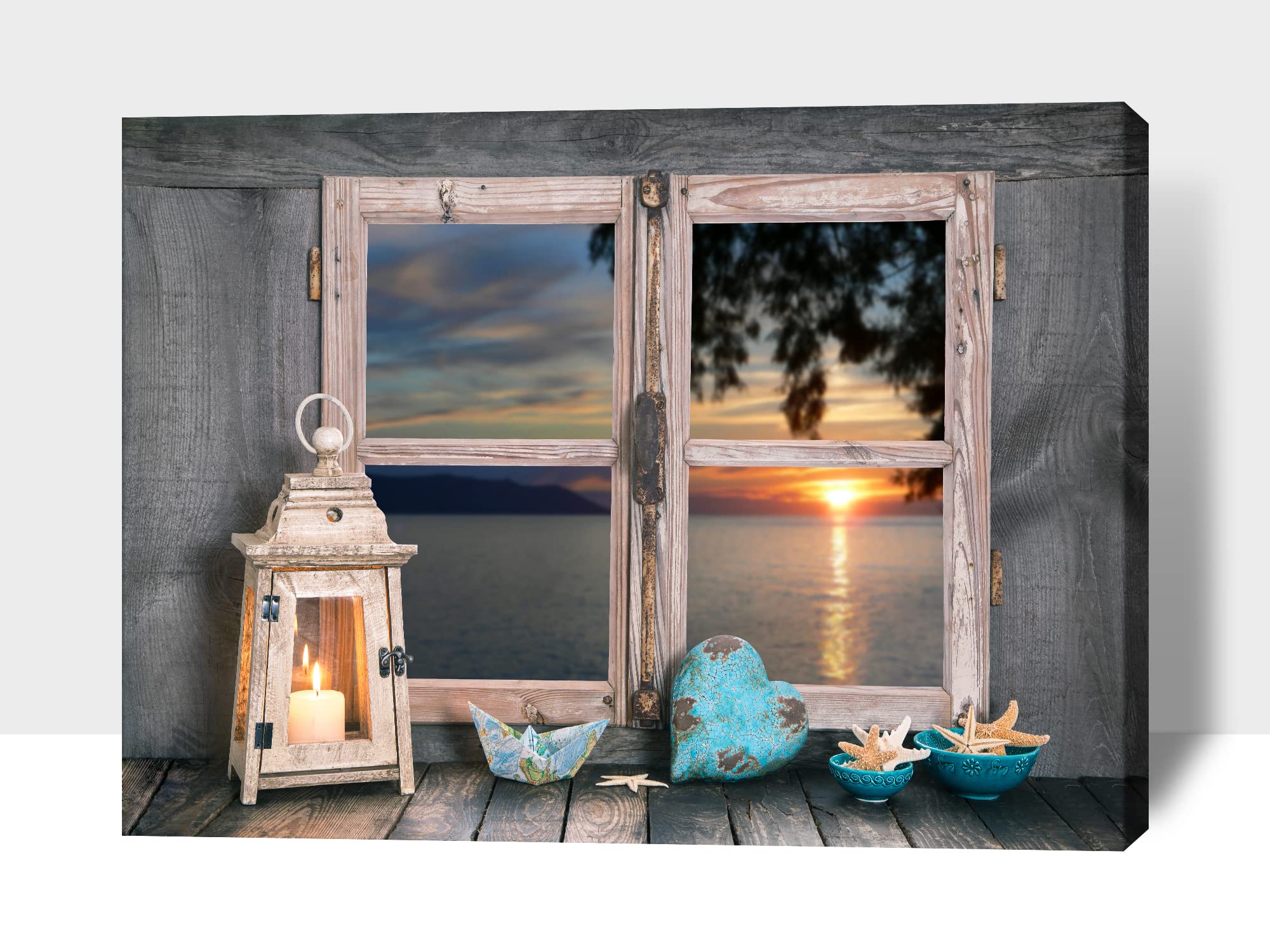 GUTTATY Framed Beach Canvas Wall Art - Ocean Coastal Scenery Print for Living Room Decor, Ready to Hang 32x48 Inches - Perfect for Beach House, Vacation Rental or Coastal Themed Home Decor