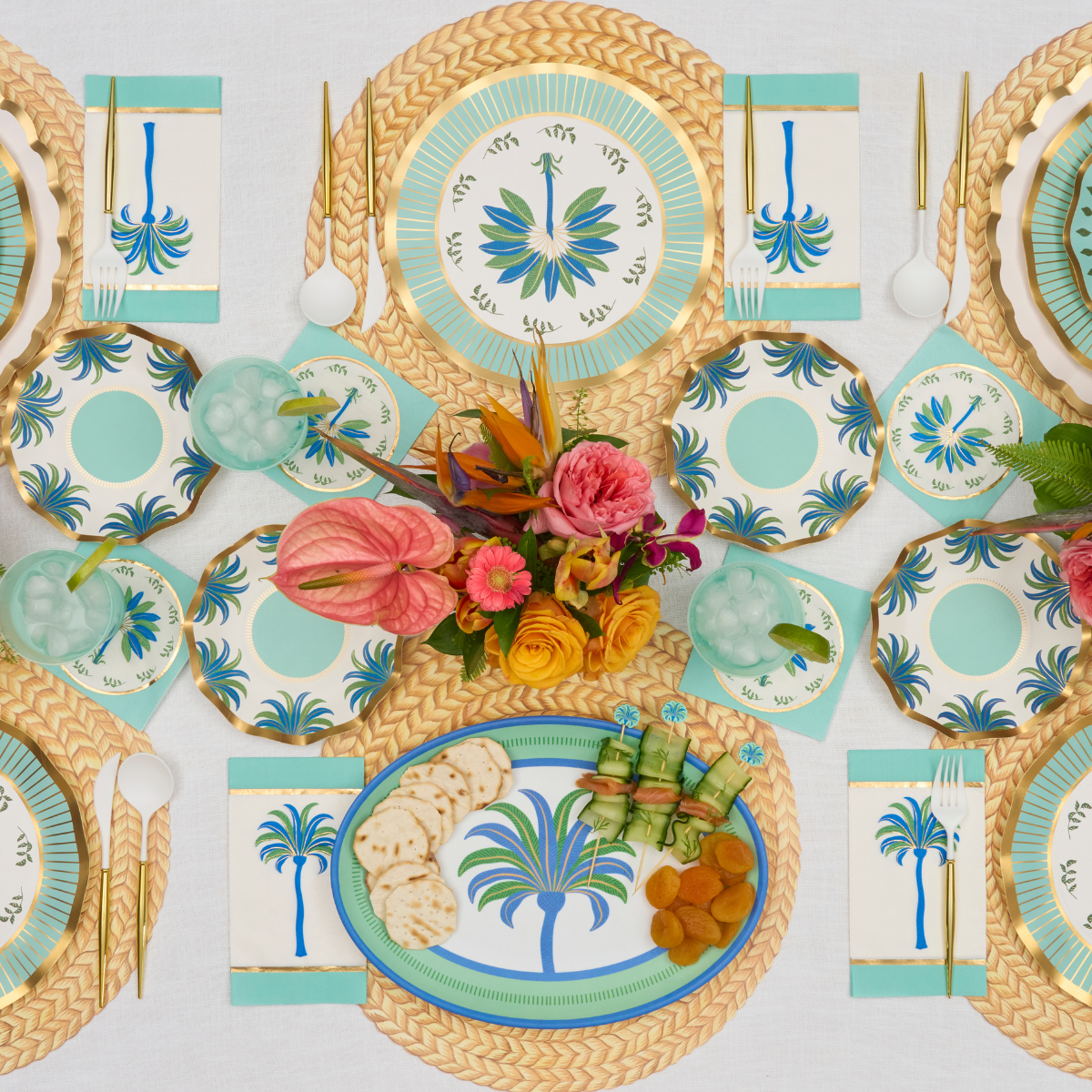Preppy Palm Large Cocktail Picks - Set of 30 | Elegant Drink Stirrers for Cocktails, Mocktails & Party Decor | Perfect for Weddings, BBQs & Tropical Themed Events