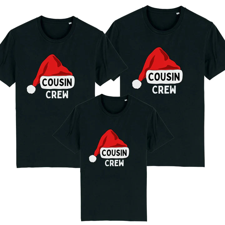 CLR Cousin Crew Santa Matching Christmas T-Shirts & Baby Vests - Fun Family Holiday Outfits for Christmas Photos & Festive Gatherings
