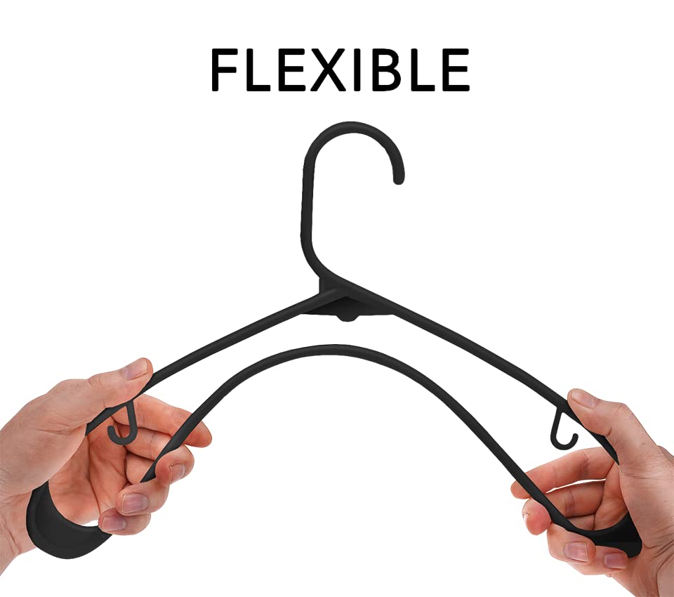 Sharpty 60 Pack Black Plastic Clothes Hangers - Durable Thick Hangers for Shirts, Coats & Clothing - Space Saving Closet Organizers for Everyday Use, Wardrobe Essentials & Home Organization