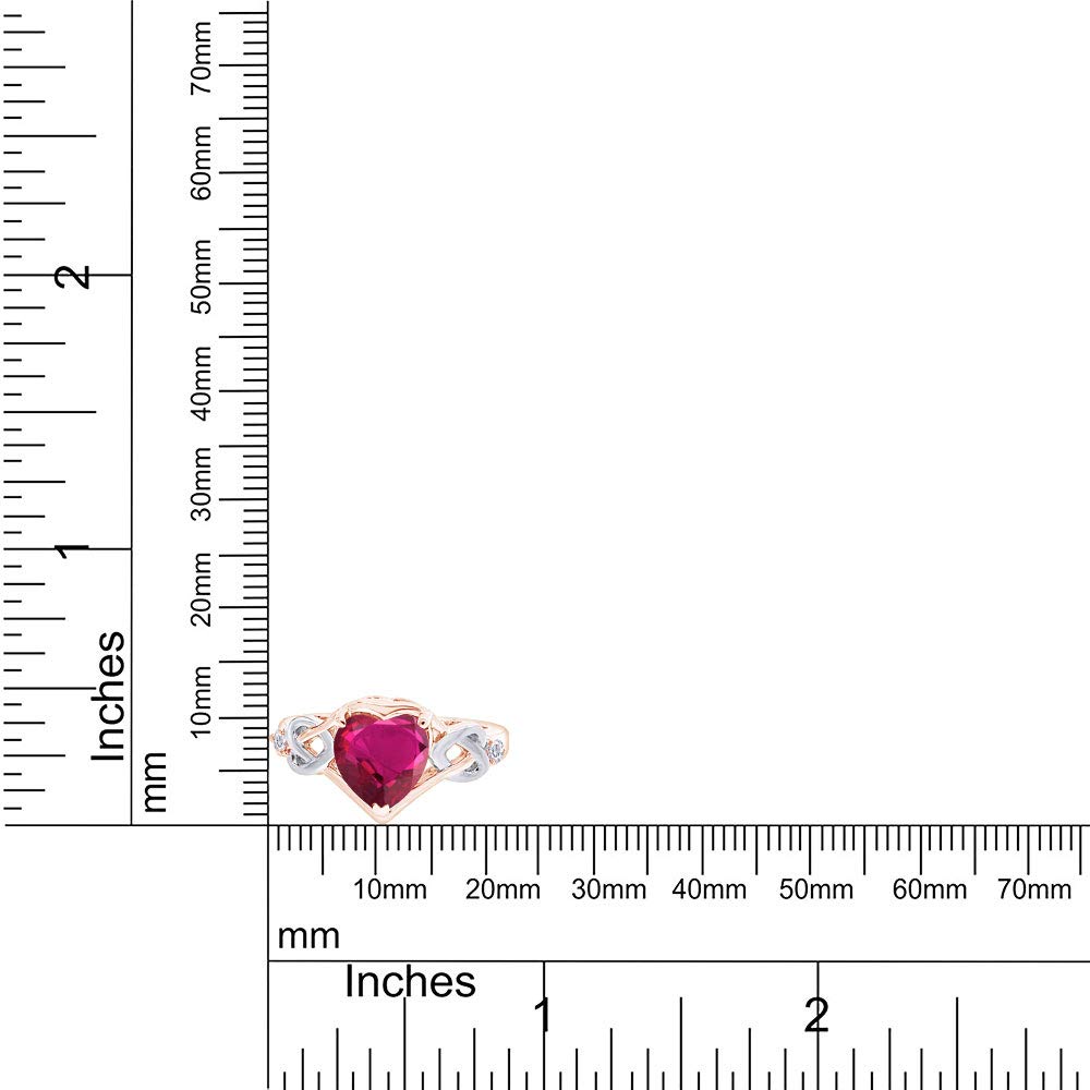 AFFY Sterling Silver & 14K Gold Plated Diamond & Heart Ruby Ring (1.88 CTTW) - Elegant Gift for Valentine's Day, Anniversary & Special Occasions