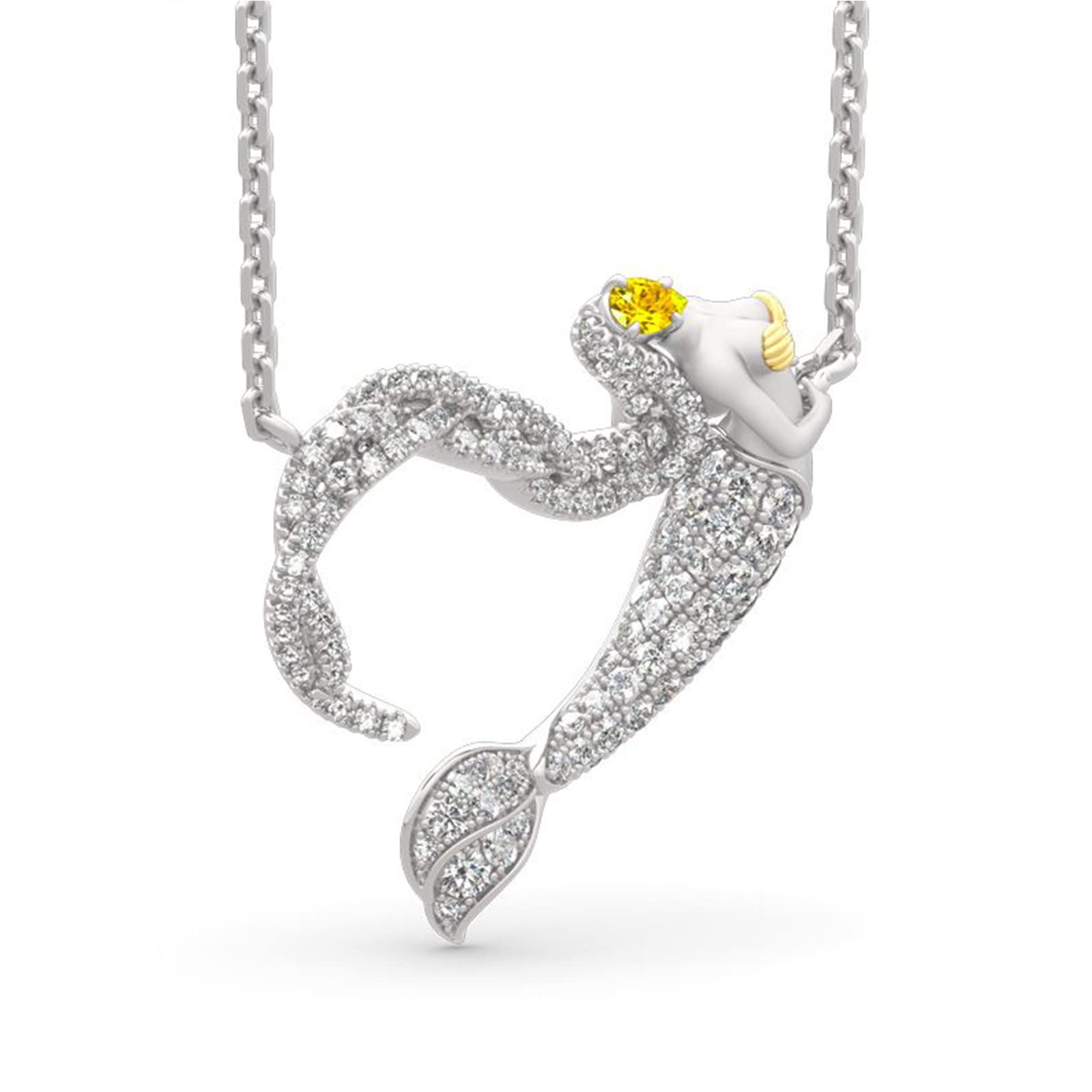 Jeulia Sterling Silver Mermaid Necklace for Women - Ocean's Light Pendant Jewelry, Valentine's Day & Birthday Gift for Women & Girls | Perfect for Beach Parties, Mermaid-Themed Events & Romantic Occasions