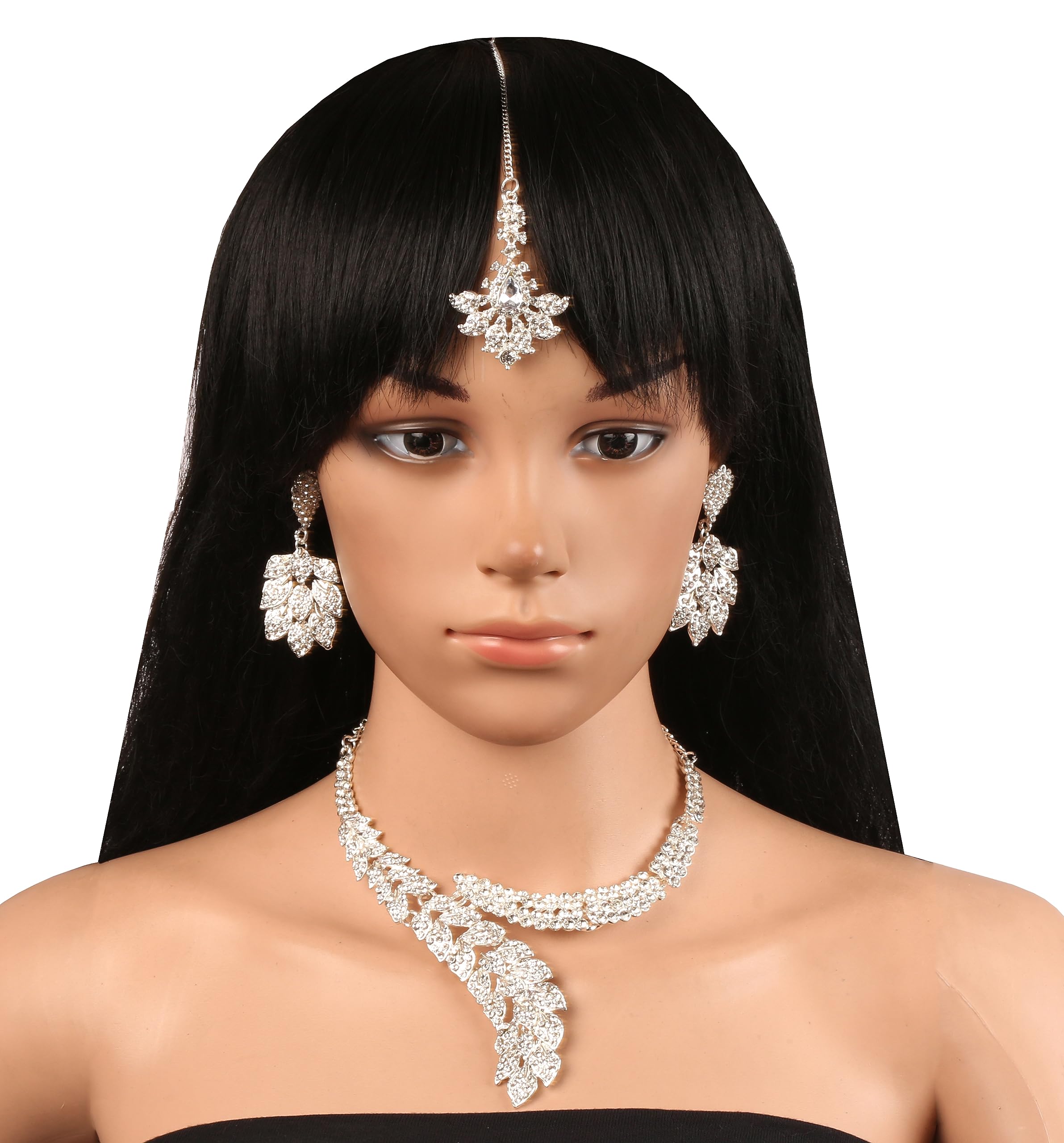 Indian Hollywood Paisley Scarf Crystal Necklace Set for Women - Party & Wedding Jewelry