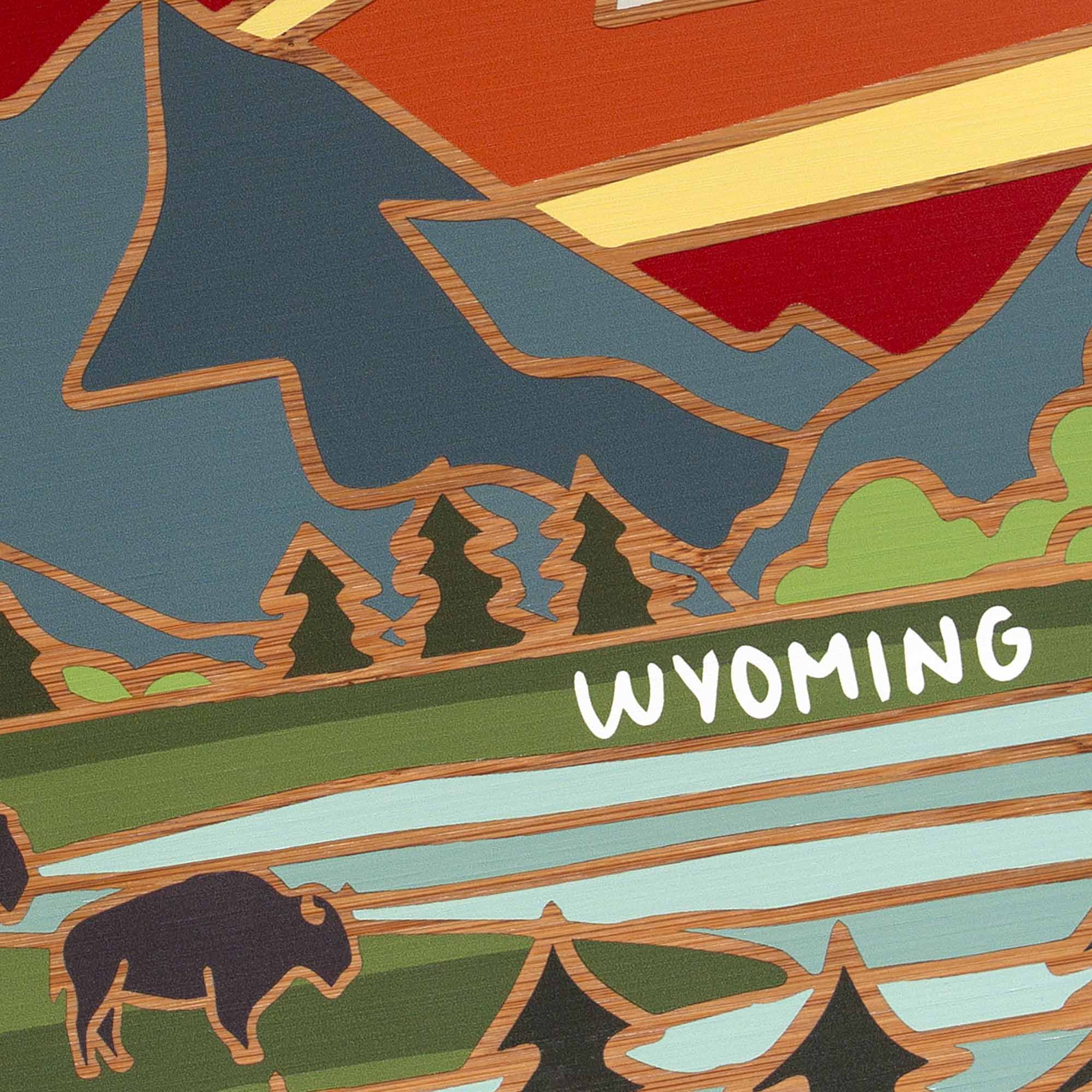 Handcrafted Wyoming Themed Cutting Board with Summer Stokes Art - Perfect for Kitchen Decor, Gift Giving & Rustic Home Style