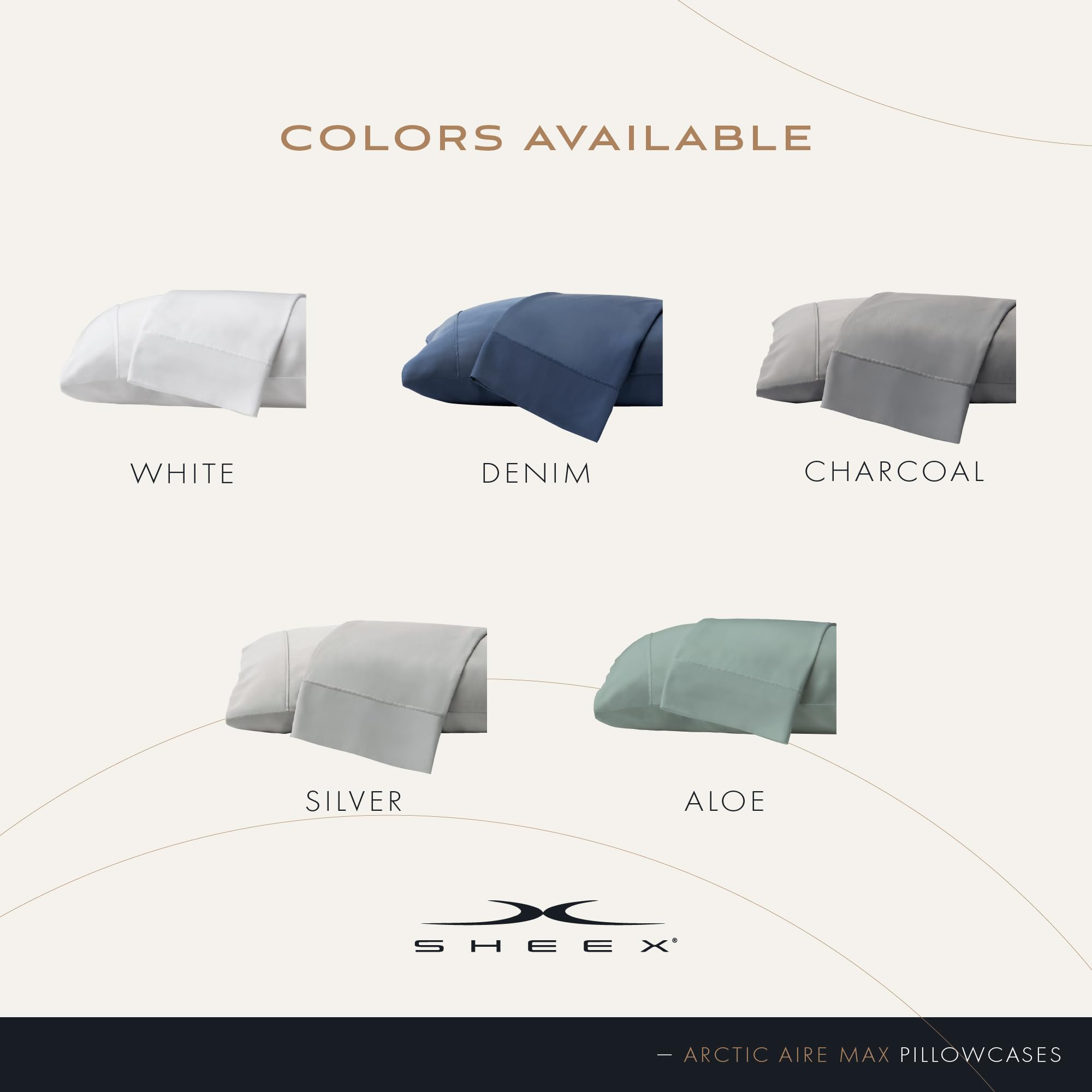 SHEEX Arctic Aire MAX Cooling Pillowcases Set of 2 - Standard Size, Charcoal Grey with CoolX Technology for Hot Sleepers & Night Sweat Relief - Perfect for Summer Nights & Temperature Regulation