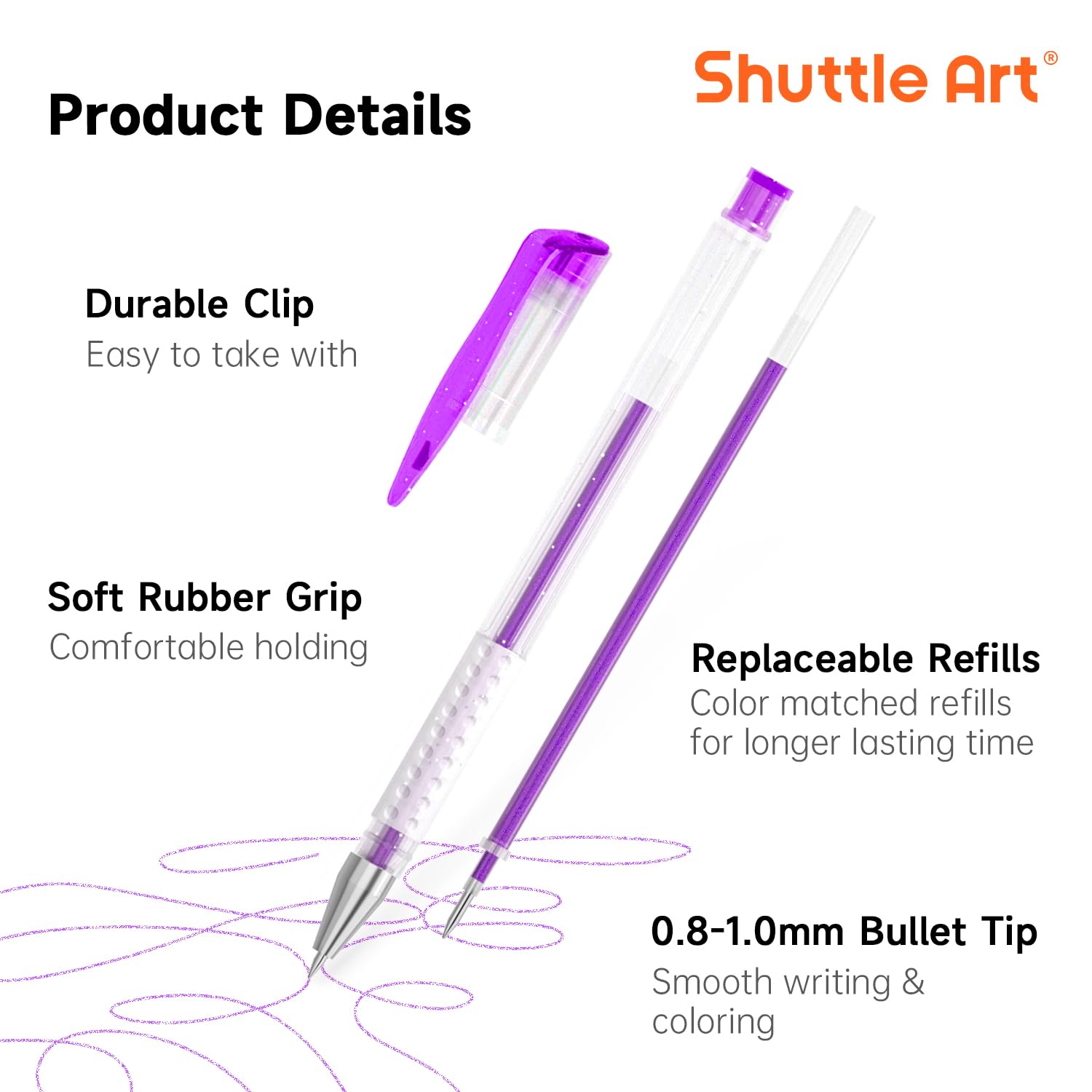 Shuttle Art 260 Pack Gel Pens Set - 130 Vibrant Colors with 130 Refills for Adult Coloring Books, Drawing, Crafts, Scrapbooking & Journaling | Perfect for Artists, Students & DIY Enthusiasts
