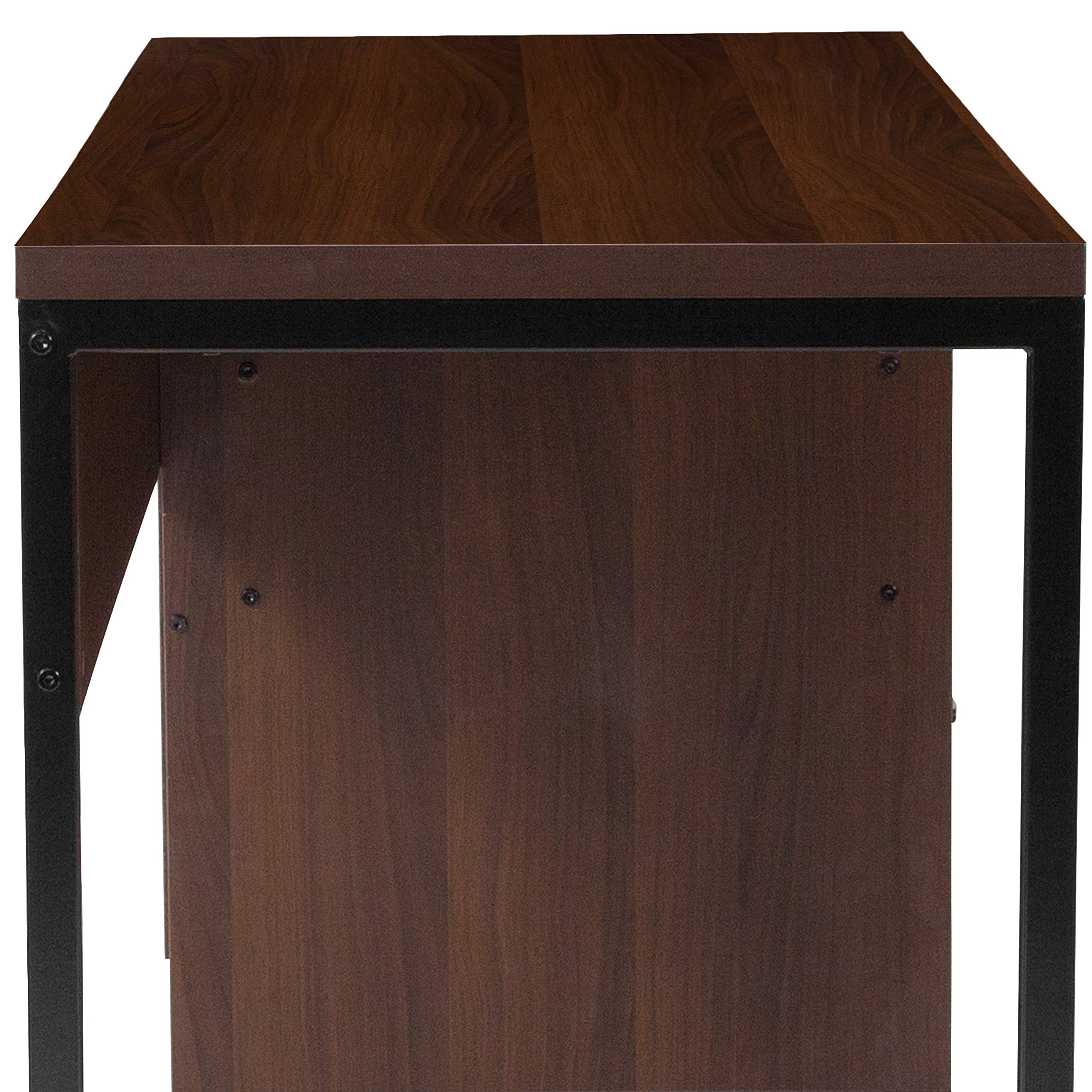 Rustic Wood Grain Coffee Computer Desk with Sturdy Metal Frame - Perfect for Home Office, Gaming & Workspace Setup